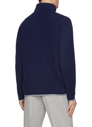 Back View - Click To Enlarge - BRUNELLO CUCINELLI - Half Zip Cashmere Cotton Blend Sweater