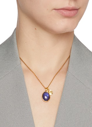 Figure View - Click To Enlarge - GOOSSENS - Collier Pendentif Cabochons Gold Plated Necklace