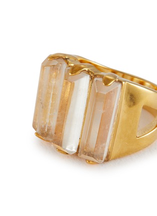 Detail View - Click To Enlarge - GOOSSENS - Stones Triple Crystal Gold Pleated Ring