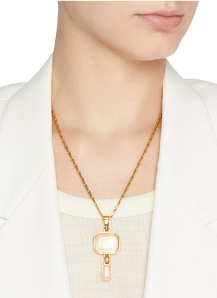 Figure View - Click To Enlarge - GOOSSENS - Collier Stones Pendentif Court Crystal Gold Plated Necklace