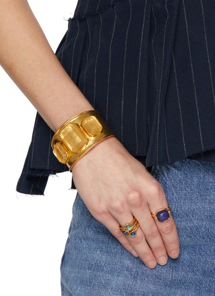 Figure View - Click To Enlarge - GOOSSENS - Bague Accum Mini Cabochons Gold Pleated Ring