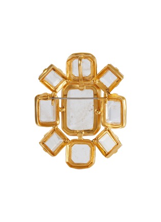 Figure View - Click To Enlarge - GOOSSENS - Stones Crystal Gold Pleated Brooch