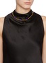 Figure View - Click To Enlarge - GOOSSENS - Collier 8 Cabochons Gold Pleated Necklace