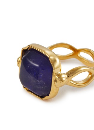 Detail View - Click To Enlarge - GOOSSENS - Bague Carree Cabochons Gold Pleated Ring