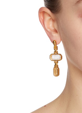 Figure View - Click To Enlarge - GOOSSENS - Bo Stones Pendantes Crystal Gold Pleated Earrings