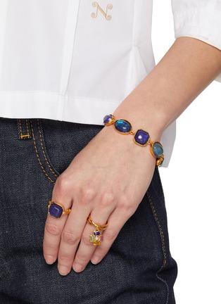 Figure View - Click To Enlarge - GOOSSENS - Souple Cabochons Gold Pleated Bracelet