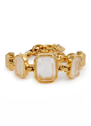 Main View - Click To Enlarge - GOOSSENS - Stones Crystal Gold Pleated Bracelet