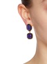 Figure View - Click To Enlarge - GOOSSENS - Bo Clip 2Cab Cabochons Gold Pleated Earrings