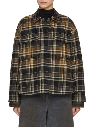 Main View - Click To Enlarge - JUUN.J - Tartan Denim Cuff Cotton Shirt Jacket