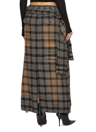 Back View - Click To Enlarge - JUUN.J - Tartan Sleeve Tie Waist Cotton Maxi Skirt