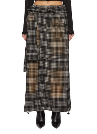 Main View - Click To Enlarge - JUUN.J - Tartan Sleeve Tie Waist Cotton Maxi Skirt