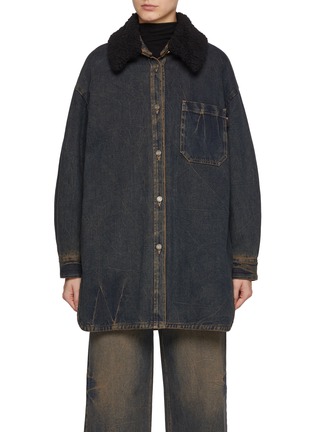 Main View - Click To Enlarge - JUUN.J - Faux Fur Collar Denim Shirt Jacket