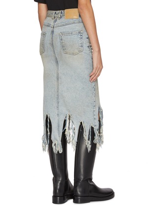 Back View - Click To Enlarge - WE11DONE - Extreme Distressed Light Wash Denim Skirt