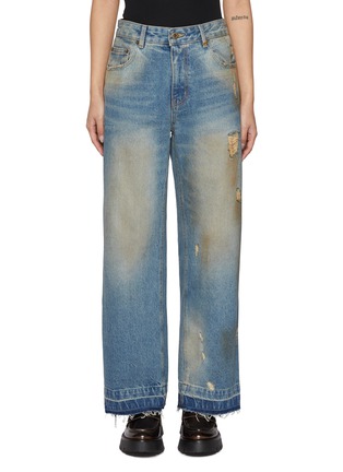 Main View - Click To Enlarge - WE11DONE - Distressed Medium Wash Jeans