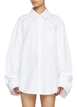 Main View - Click To Enlarge - WE11DONE - Twisted Sleeve Oversized Cotton Shirt