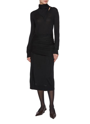 Figure View - Click To Enlarge - TOTEME - Draped Fine Wool Silk Knit Skirt