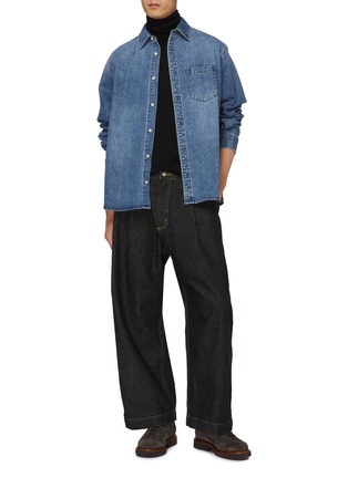 Figure View - Click To Enlarge - DENHAM - Noah Medium Stone Washed Denim Shirt