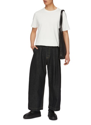 Figure View - Click To Enlarge - STUDIO NICHOLSON - Pleated Cropped Italian Denim Jeans