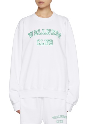 Main View - Click To Enlarge - SPORTY & RICH - Wellness Club Flocked Cotton Crewneck Sweatshirt