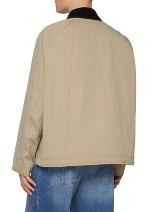 Back View - Click To Enlarge - STUDIO NICHOLSON - Contrast Collar Hidden Placket Cotton Blend Work Jacket