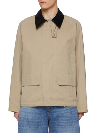 Main View - Click To Enlarge - STUDIO NICHOLSON - Contrast Collar Hidden Placket Cotton Blend Work Jacket