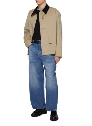 Figure View - Click To Enlarge - STUDIO NICHOLSON - Contrast Collar Hidden Placket Cotton Blend Work Jacket