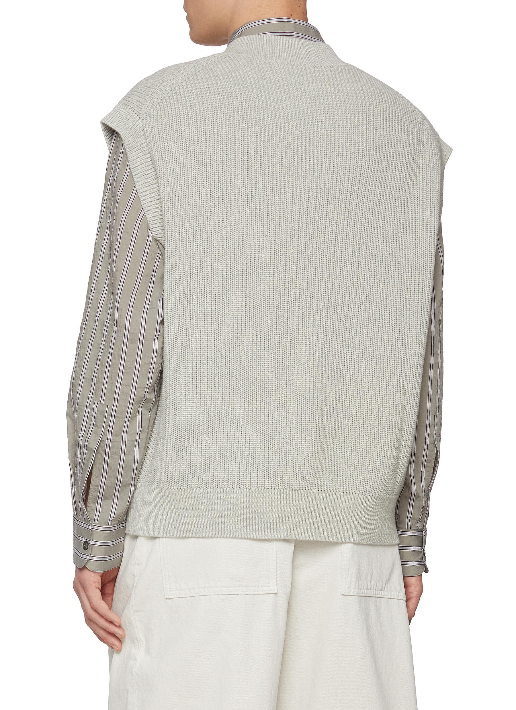 Cap Sleeves Ribbed Heavy Cotton Knitted Vest - Thumbnail 3
