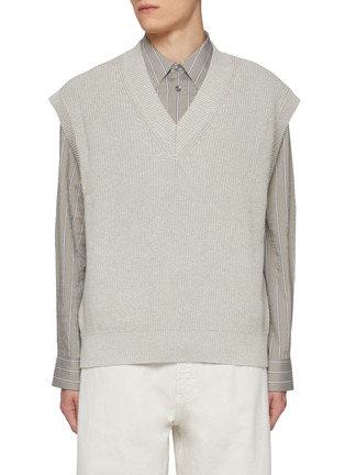 Main View - Click To Enlarge - STUDIO NICHOLSON - Cap Sleeves Ribbed Heavy Cotton Knitted Vest