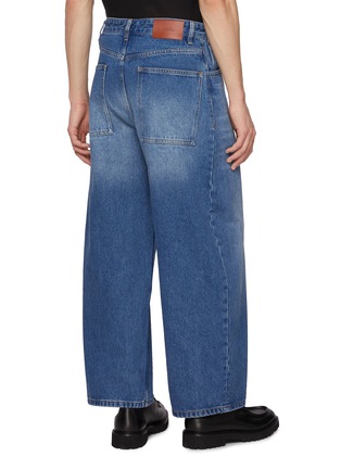 Back View - Click To Enlarge - STUDIO NICHOLSON - 14oz Regen Denim Cropped Wide Leg Jeans