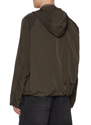 Back View - Click To Enlarge - STUDIO NICHOLSON - Hidden Placket Hooded Stand Collar Shell Jacket