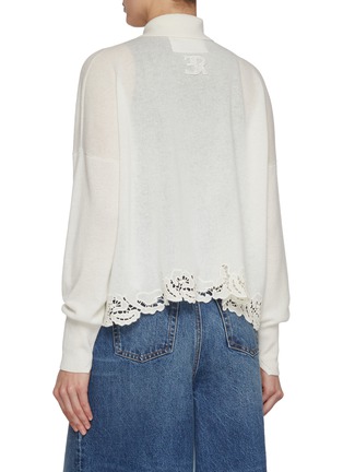 Back View - Click To Enlarge - ERMANNO SCERVINO - Spread Collar Lace Hem Cashmere Cardigan