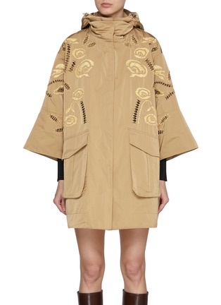 Main View - Click To Enlarge - ERMANNO SCERVINO - 3/4 Bell Sleeve Raffia Embroidery Parka Coat