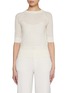 Main View - Click To Enlarge - ERMANNO SCERVINO - Lace Insert Fitted Cotton Blend Top