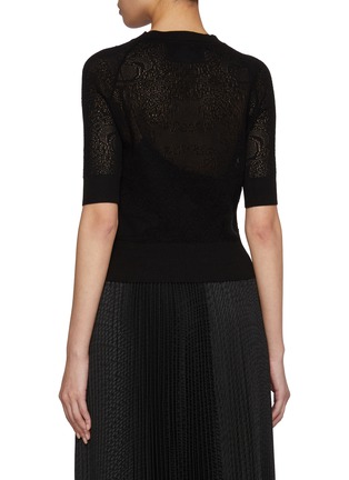 Back View - Click To Enlarge - ERMANNO SCERVINO - Lace Insert Fitted Cotton Blend Top