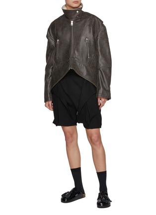 Figure View - Click To Enlarge - JW ANDERSON - Curved Hem Leather Jacket