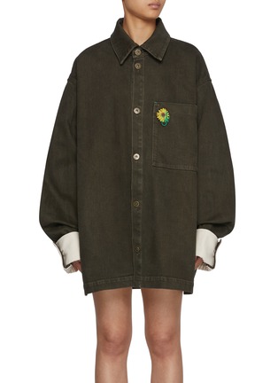 Main View - Click To Enlarge - JW ANDERSON - Oversized Contrast Cuff Denim Shirt