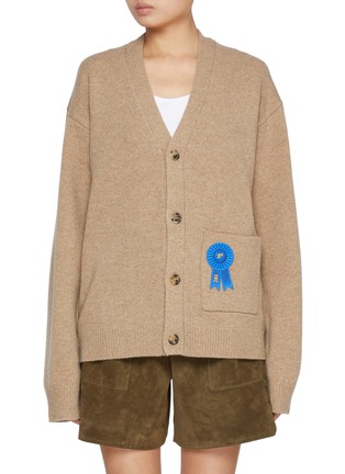 Main View - Click To Enlarge - JW ANDERSON - Rosette Patch Pocket Wool Cardigan