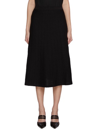 Main View - Click To Enlarge - ST. JOHN - Pleated Cotton Blend Midi Skirt