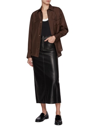 Figure View - Click To Enlarge - TONYWACK - Panel Leather Skirt