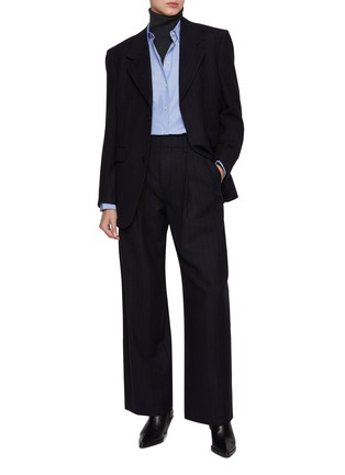 Figure View - Click To Enlarge - TONYWACK - Double Pleate Wide Leg Wool Trousers