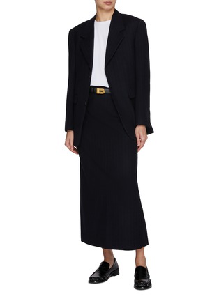 Figure View - Click To Enlarge - TONYWACK - Striped Wool Long Pencil Skirt