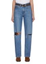 Main View - Click To Enlarge - TONYWACK - Belted Distressed Medium Wash Jeans