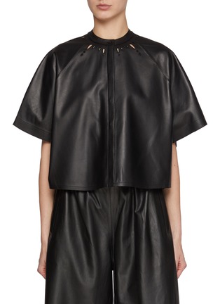 Main View - Click To Enlarge - YVES SALOMON - Cut-Out Detail Leather Top