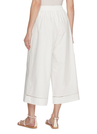 Back View - Click To Enlarge - YVES SALOMON - Drawstring Elasticated Cropped Leather Insert Cotton Poplin Pants