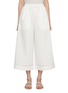 Main View - Click To Enlarge - YVES SALOMON - Drawstring Elasticated Cropped Leather Insert Cotton Poplin Pants