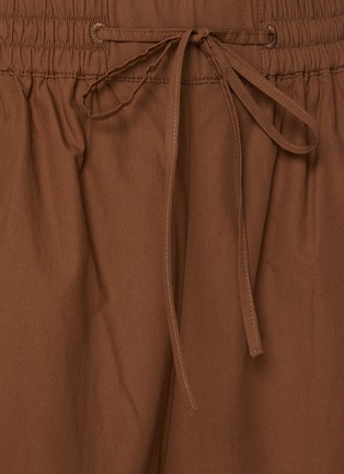  - YVES SALOMON - Drawstring Elasticated Cropped Leather Insert Cotton Poplin Pants