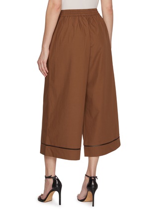 Back View - Click To Enlarge - YVES SALOMON - Drawstring Elasticated Cropped Leather Insert Cotton Poplin Pants