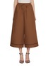 Main View - Click To Enlarge - YVES SALOMON - Drawstring Elasticated Cropped Leather Insert Cotton Poplin Pants