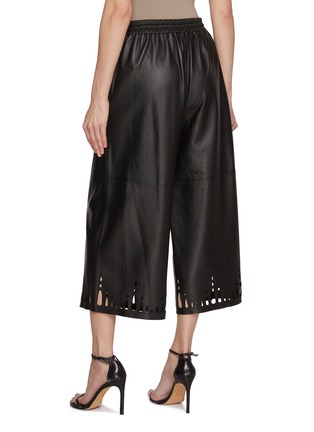 Back View - Click To Enlarge - YVES SALOMON - Cut-Out Hem Cropped Leather Wide Leg Pants