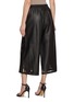 Back View - Click To Enlarge - YVES SALOMON - Cut-Out Hem Cropped Leather Wide Leg Pants